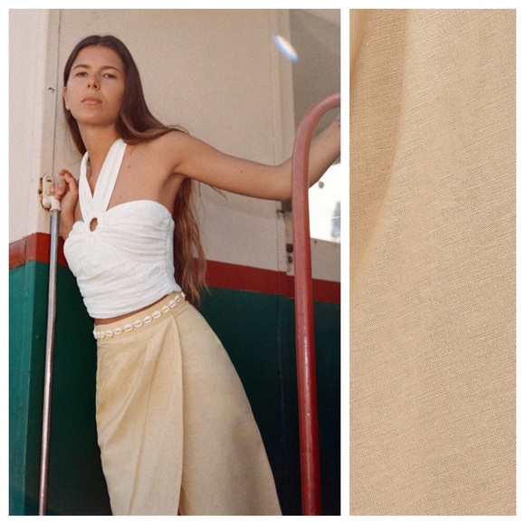 NWT. Zara Beige Seashell Detailing High-Waist Midi Skirt with Slit. Size S. - Picture 2 of 9